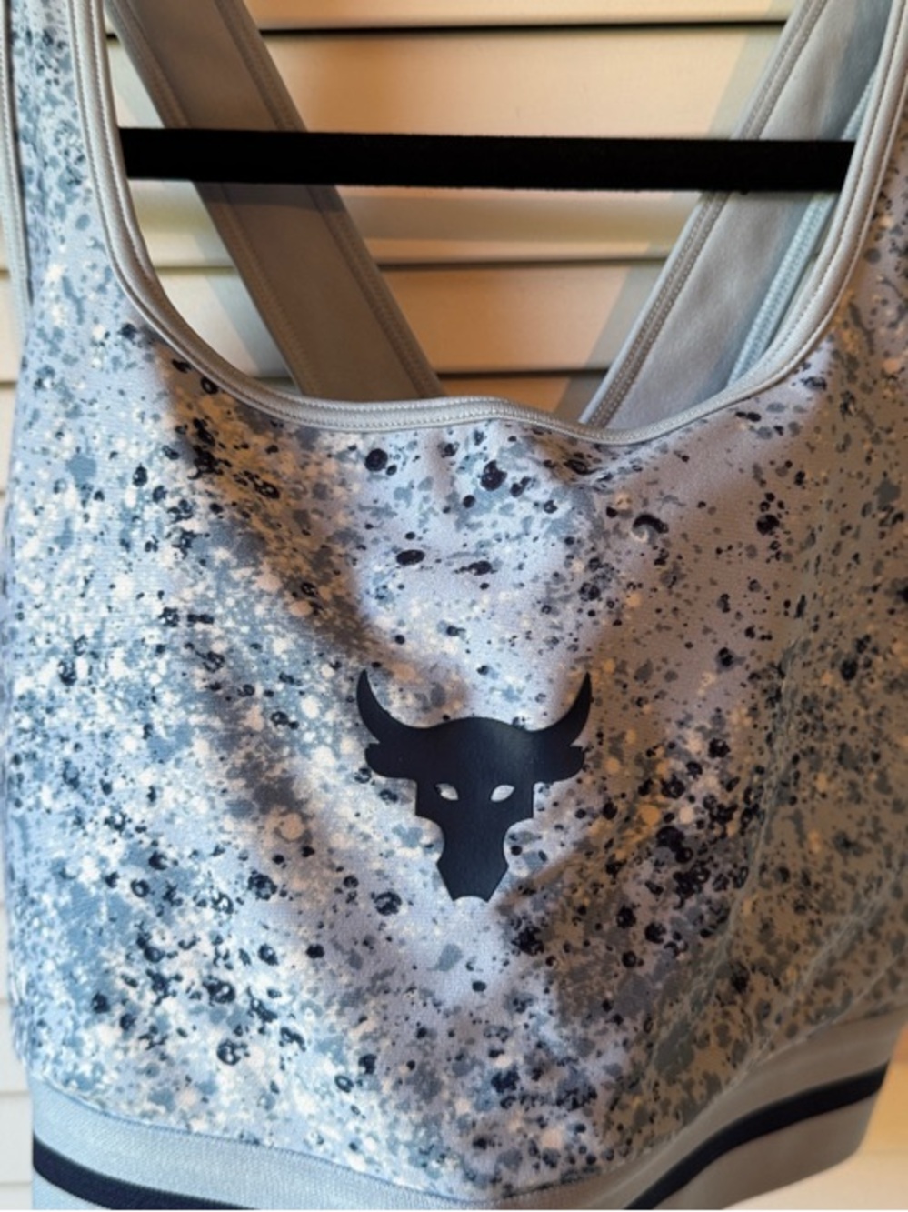 Under Armour Gray Speckle Racerback Sports Bra with Bull Logo